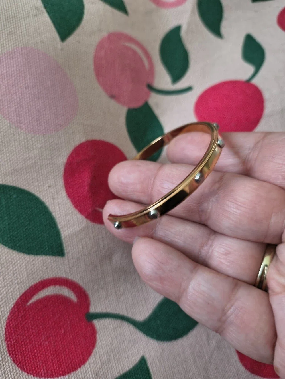 Michael Kors Heritage Astor Rose Gold Tone Silver Studded Cuff Bangle.